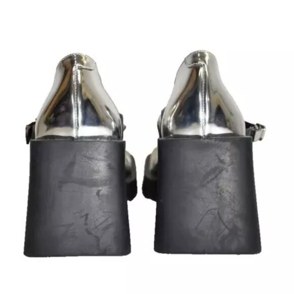 $475 Justine Clenquet Jennie Mary Jane Pump SILVER PLATFORM LEATHER 40 (DB37) - Picture 4 of 7